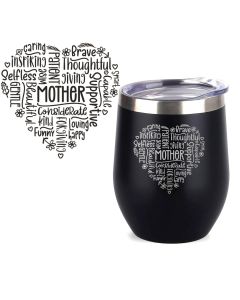 Engraved thermal cups with mother themed word cloud design