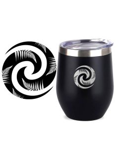 Stainless steel thermal cups with a double spiral Koru and Ferns design