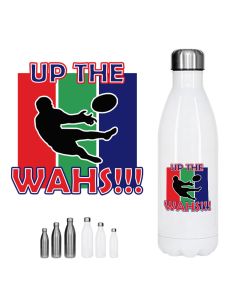 Warriors rugby drink bottles with up the Wahs design