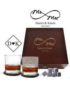 Luxury whiskey glasses gift boxes for weddings and anniversary present.