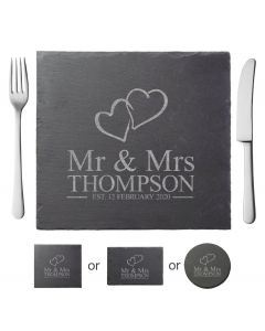 Personalised slate placemats for wedding anniversary gifts