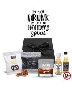 Whiskey gift box with funny Christmas themed design.