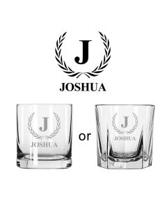Tumbler glasses engraved with initial and name