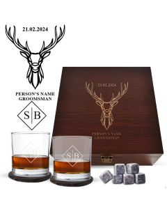 Wedding gift whiskey glasses box sets for the guests.