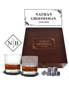 Whiskey glass box sets personalised gifts for groomsmen, best man and more.