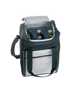 Fully insulated six bottle wine cooled bag in grey and black