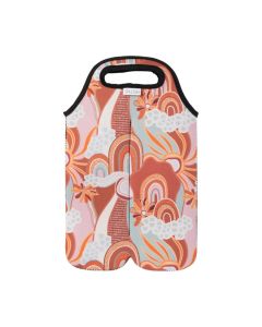 Wine bottle cooler bags with abstract design
