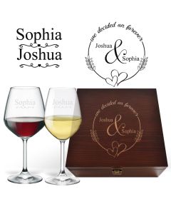 We decided on forever personalised wine glasses gift sets for engagements, weddings and anniversaries.