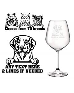Crystal wine glasses with personalised dog design
