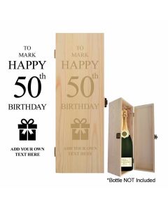 Bottle presentation personalised wood boxes for 50th birthday gifts