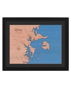 Framed wooden map of the Rodney district and Hauraki Gulf including Kawau Island