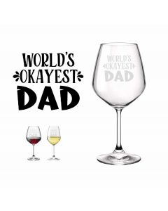 worlds okayest dad wine glass