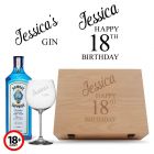 Customised gin box set with personalised 18th birthday design.