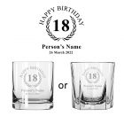 Personalised 18th birthday gift whiskey glasses