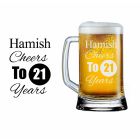 Personalised 21st birthday beer mug