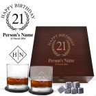 Luxury 21st birthday gift Whiskey glasses and chilling stone gift boxes.