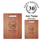 Personalised 30th birthday gift wooden chopping boards.