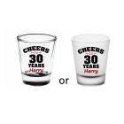 Personalised shot glasses for 30th birthday gifts
