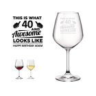 Personalised wine glasses with 40 and awesome design