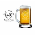 40th birthday gift beer glass with handle