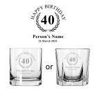 Whiskey glasses personalised 40th birthday gifts
