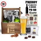 50th birthday cheer and beer caddy gift set