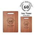 Personalised 60th birthday gift wooden chopping boards.