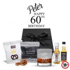 Whiskey gift boxes with a personalised 60th birthday tumbler glass.