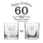 Happy 60th birthday personalised whiskey glasses