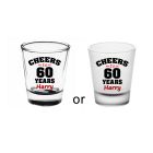 60th birthday gift personalised shot glasses