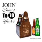 Cheers to 70 years personalised birthday gift beer caddy