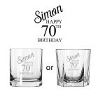 Personalised whiskey glasses for 70th birthday presents