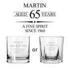 Personalised whiskey glass for birthdays with a fine spirit design.