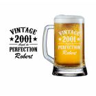 Personalised beer handle glass with aged to perfection design.