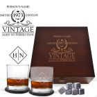 Birthday gift Whiskey glasses box set with limited edition aged to perfection design.