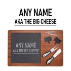 Personalised cheese boards with a fun AKA the big cheese design.