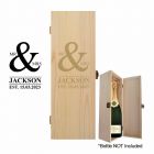Wedding anniversary bottle gift boxes with personalised design engraved/