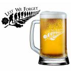 Anzac remembrance gift beer glass with Kiwi fern themed design.
