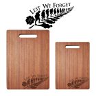 Lest we forget Anzac day chopping boards with solider New Zealand fern design