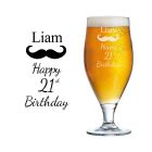 21st birthday gift beer glass with moustache design