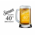 Personalised handle beer glasses for 40th birthday gifts