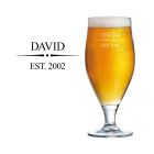 Personalised stemmed beer glass for birthday gifts
