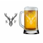 Beer glass with personalised stag design