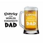 Personalised beer glass for the world's okayest dad