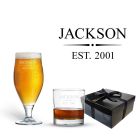 Personalised beer and tumbler glasses gift set for birthdays.