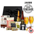 Vintage aged to perfection, craft beer birthday gift boxes with personalised stemmed beer glasses.