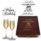 Luxury birthday gift crystal Champagne glasses box sets with a fabulous design.