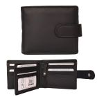 Genuine Cowhide black leather wallet with fastener for men