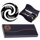Stainless steel caving knife gift boxes with Kiwiana Koru and fern inspired design