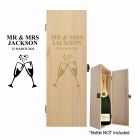 Champagne bottle gift box personalised for weddings and anniversaries.